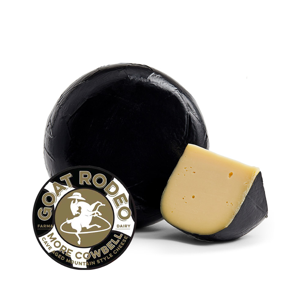 sliced wheel of goat rodeo more cowbell cheese