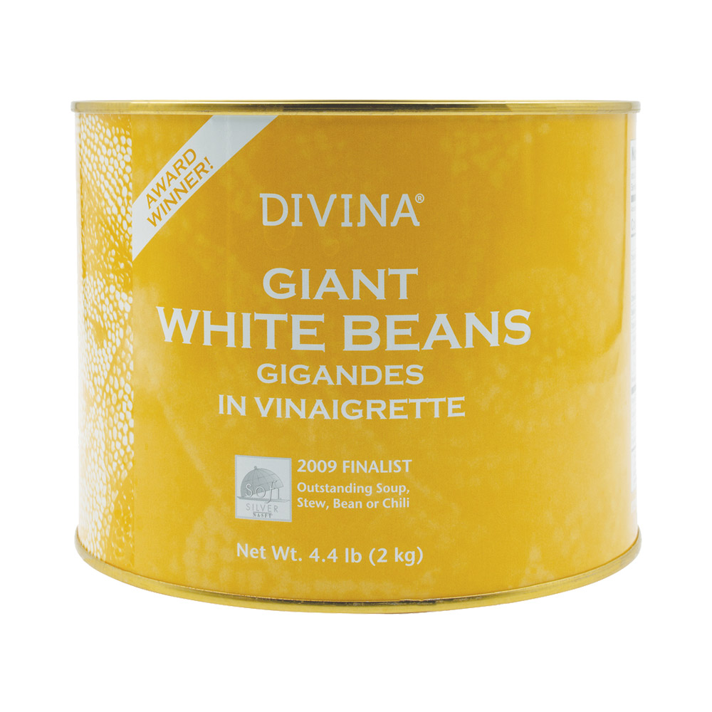 Can of Divina gigandes beans in vinaigrette