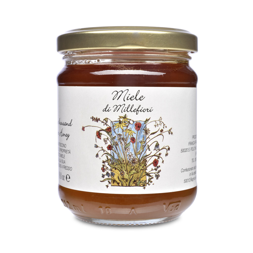 A jar of Franca Franzoni Millefiori Honey
