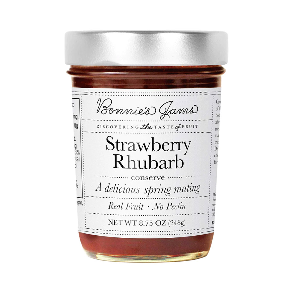A jar of Bonnie's Jams Strawberry Rhubarb