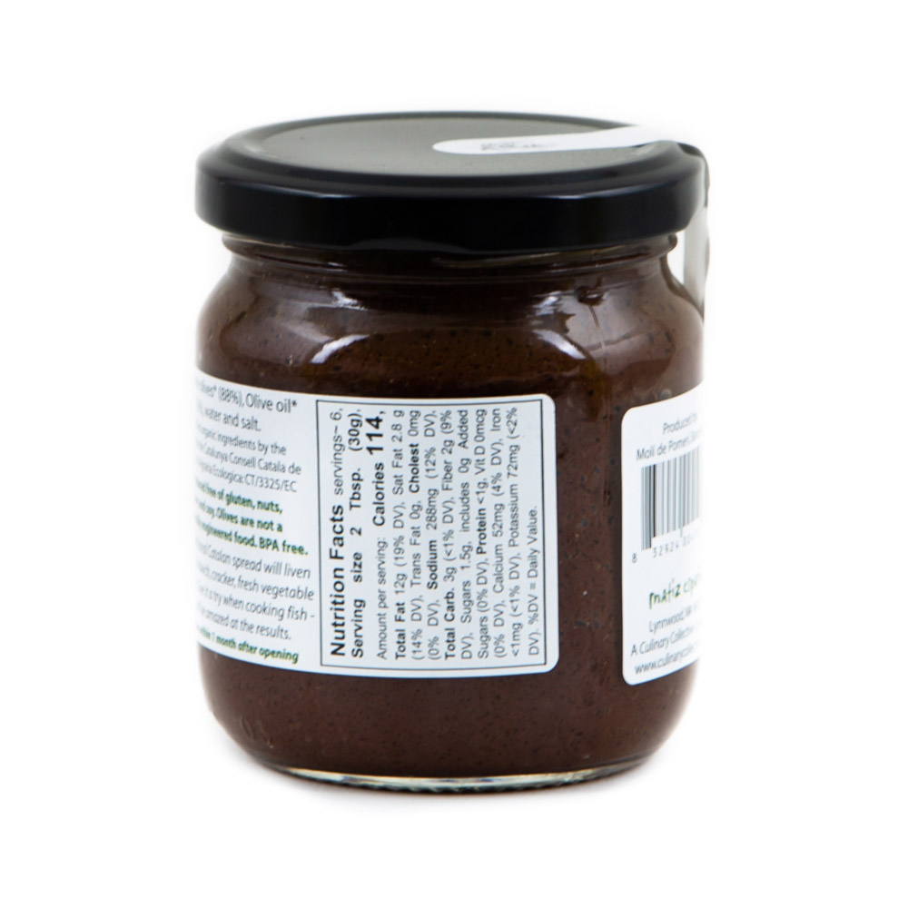 back of jar or matiz españa organic olivada spread