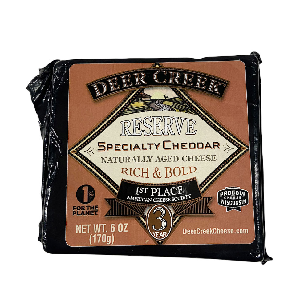 deer creek 3 year reserve specialty cheddar cuts in packaging