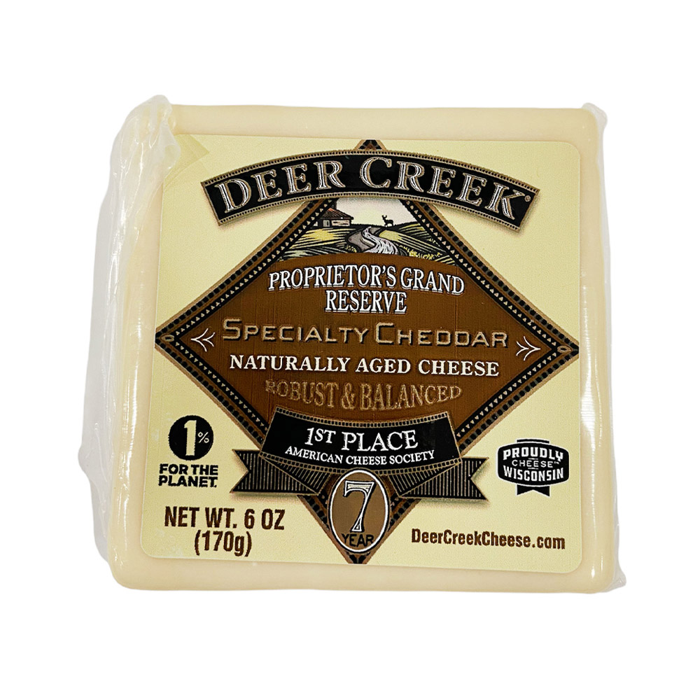 deer creek 7 year proprietor's grand reserve specialty cheddar cuts in packaging