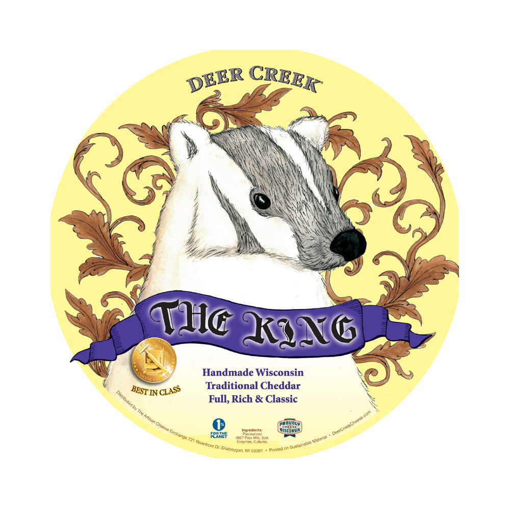 The label of Deer Creek The King Cheddar