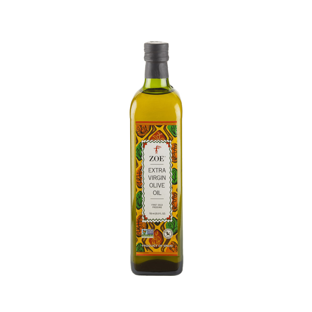 bottle of zoe extra virgin olive oil 750ml