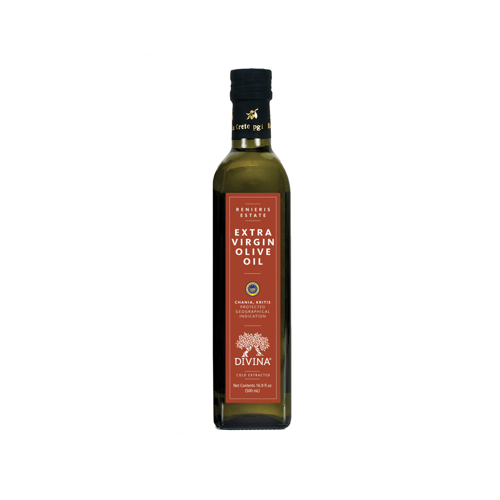 bottle of divina renieris estate extra virgin olive oil