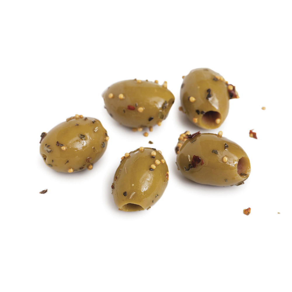 divina pitted sicilian herb marinated mt. athos green olives