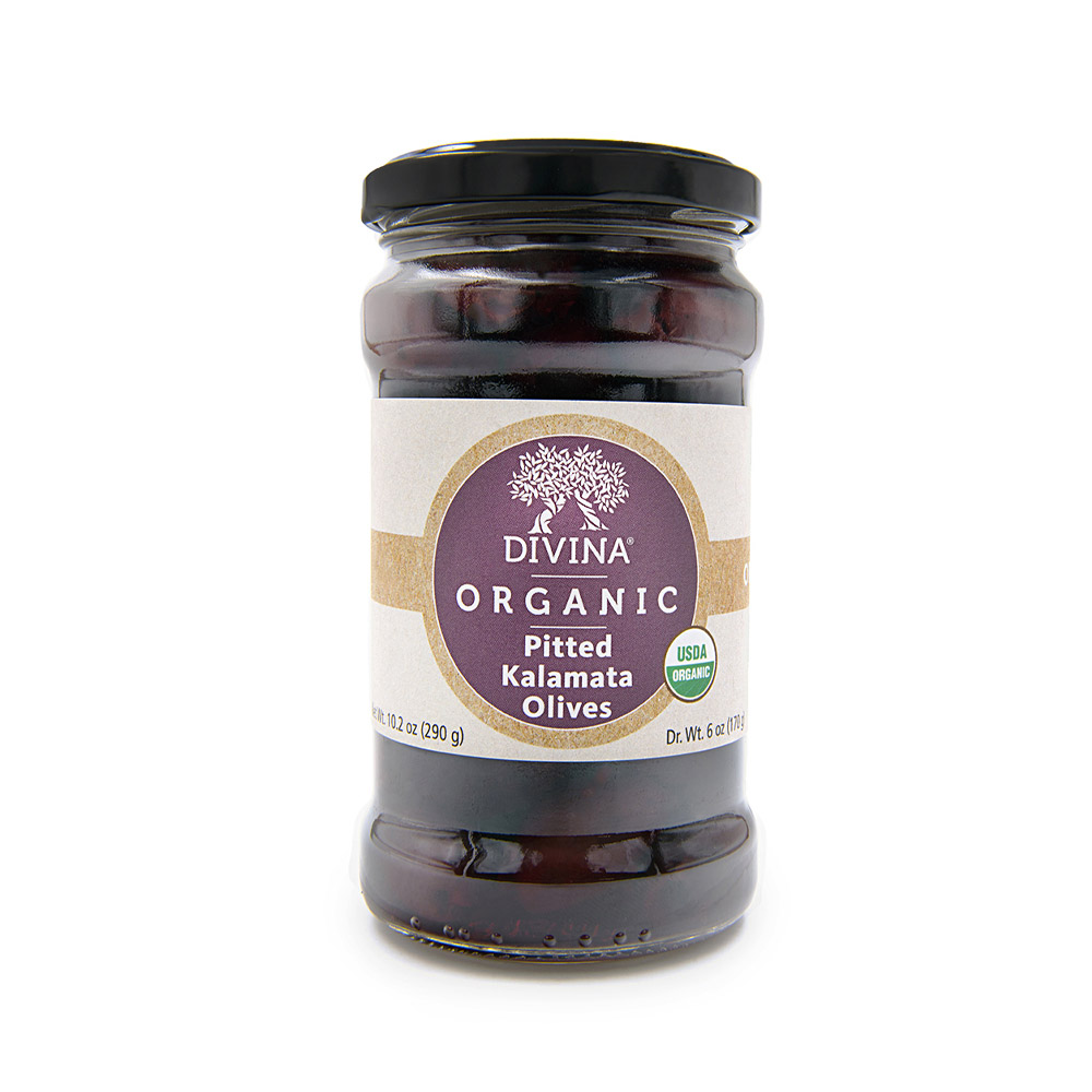 jar of divina organic pitted kalamata olives