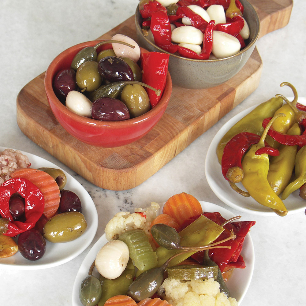divina meze olive mix in bowl with accompaniments