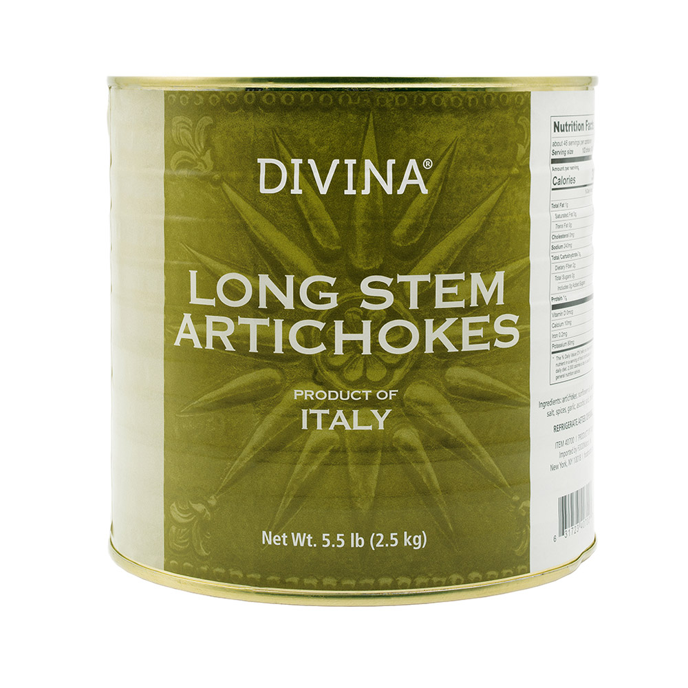 Can of Divina long stem artichokes