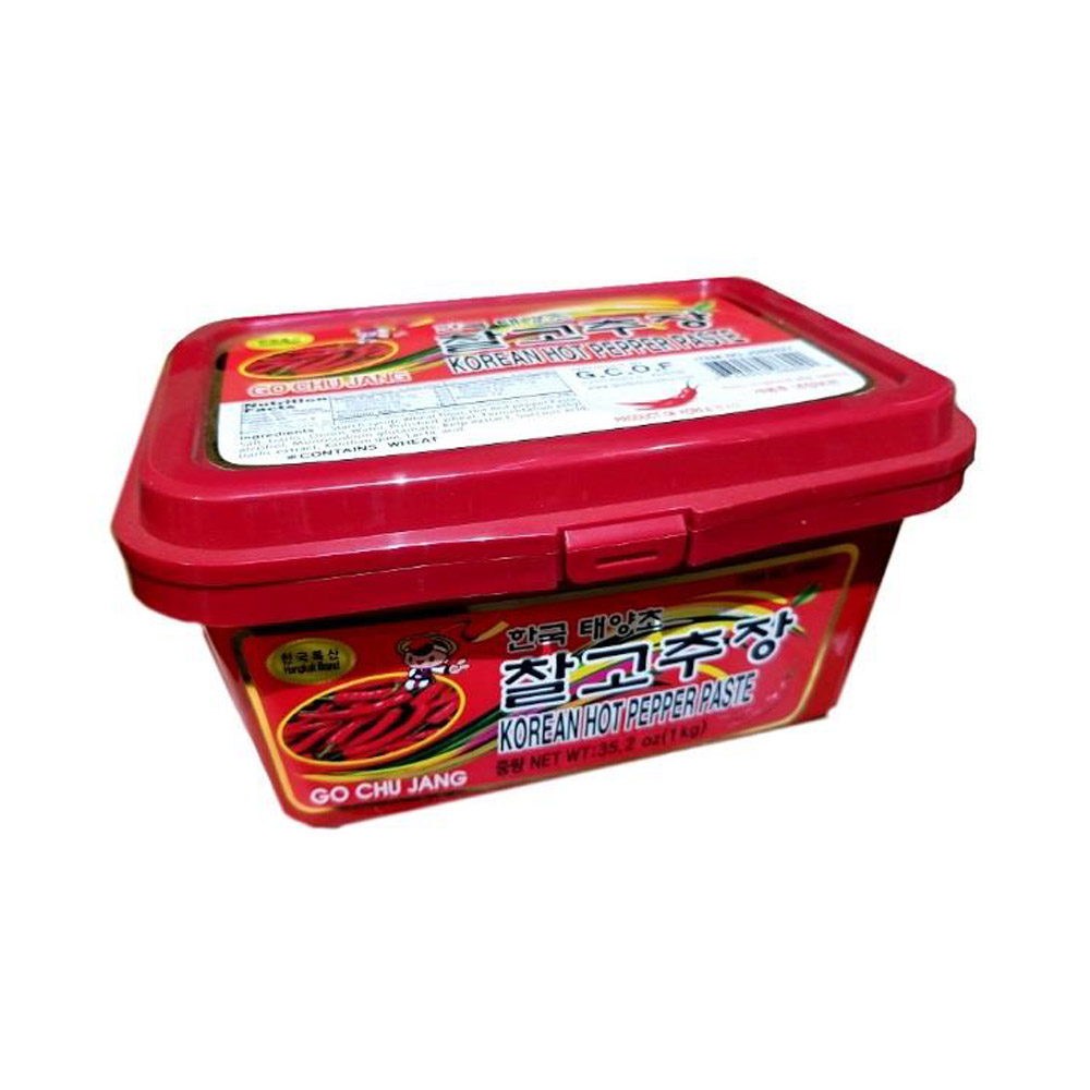 A container of Hangkuk Gochujang Korean Hot Red Pepper Paste