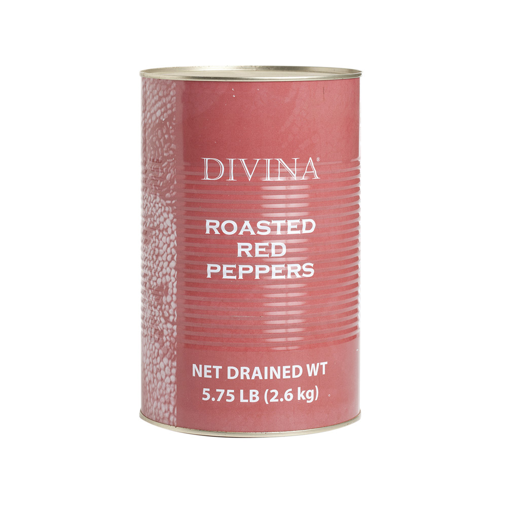 Can of Divina roasted red peppers