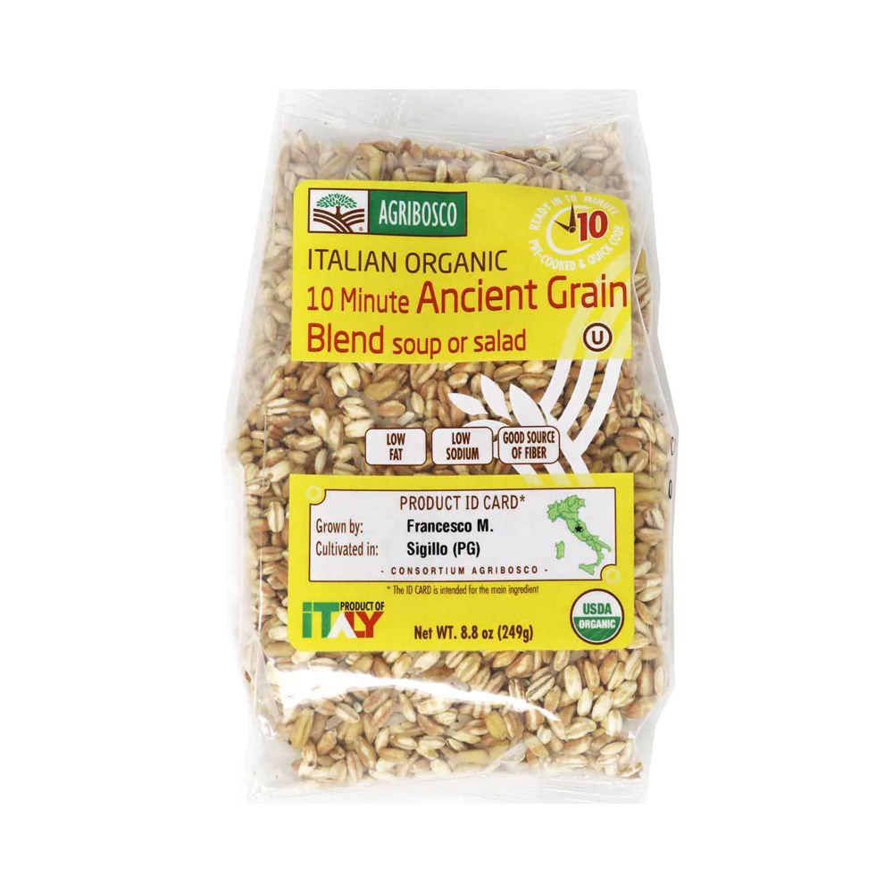 A bag of Agribosco Organic 10 Minute Ancient Grain Blend