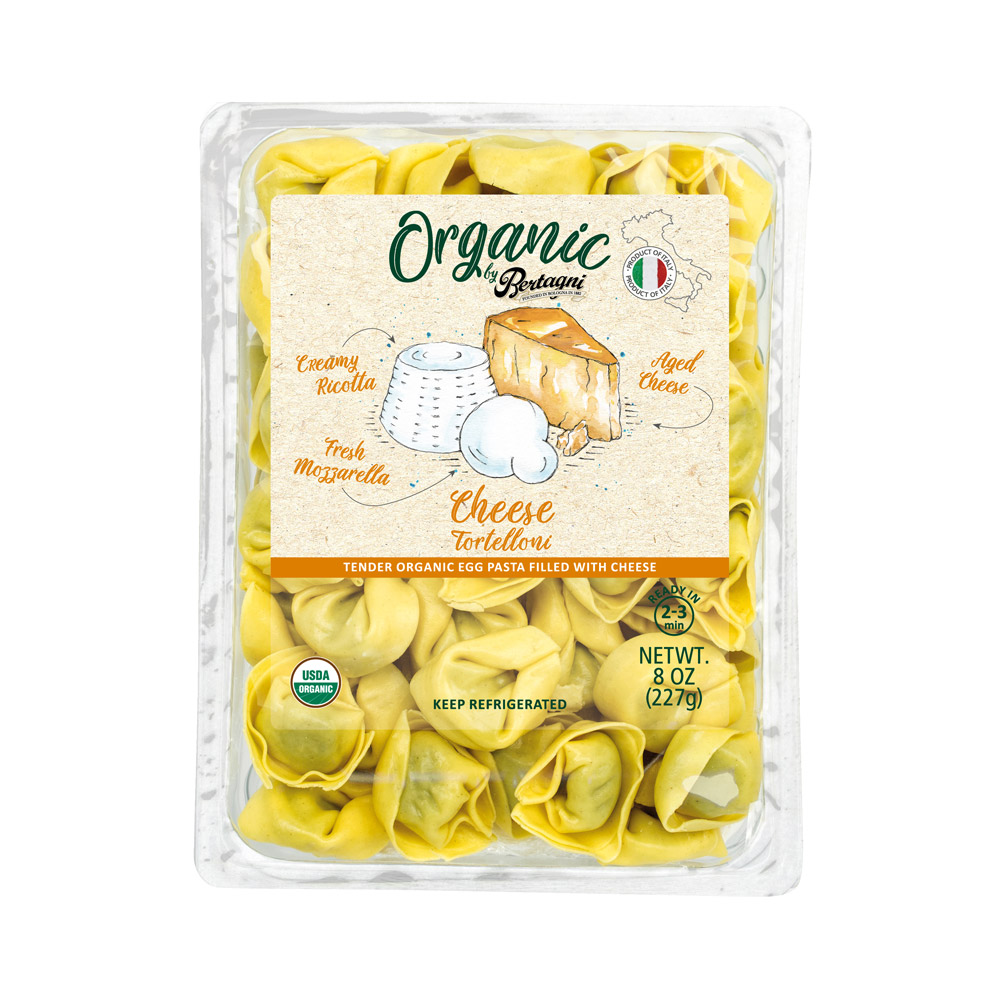 A package of Bertagni organic cheese tortellini pasta