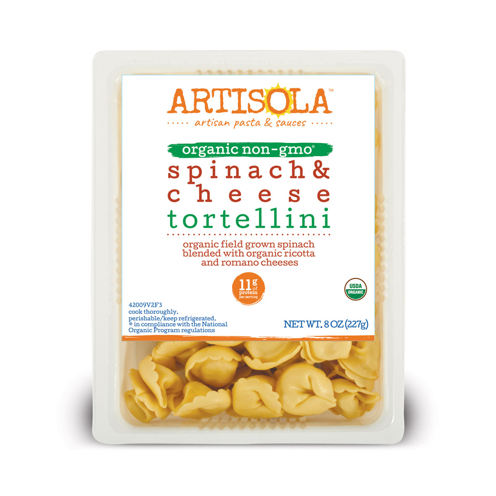 A package of Artisola Organic Spinach and Cheese Tortellini