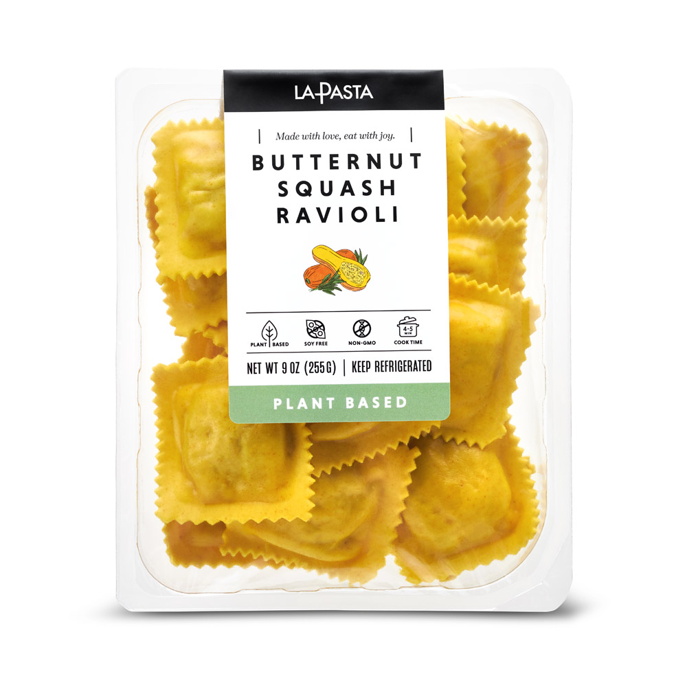 A package of La Pasta Plant-Based Butternut Squash Ravioli
