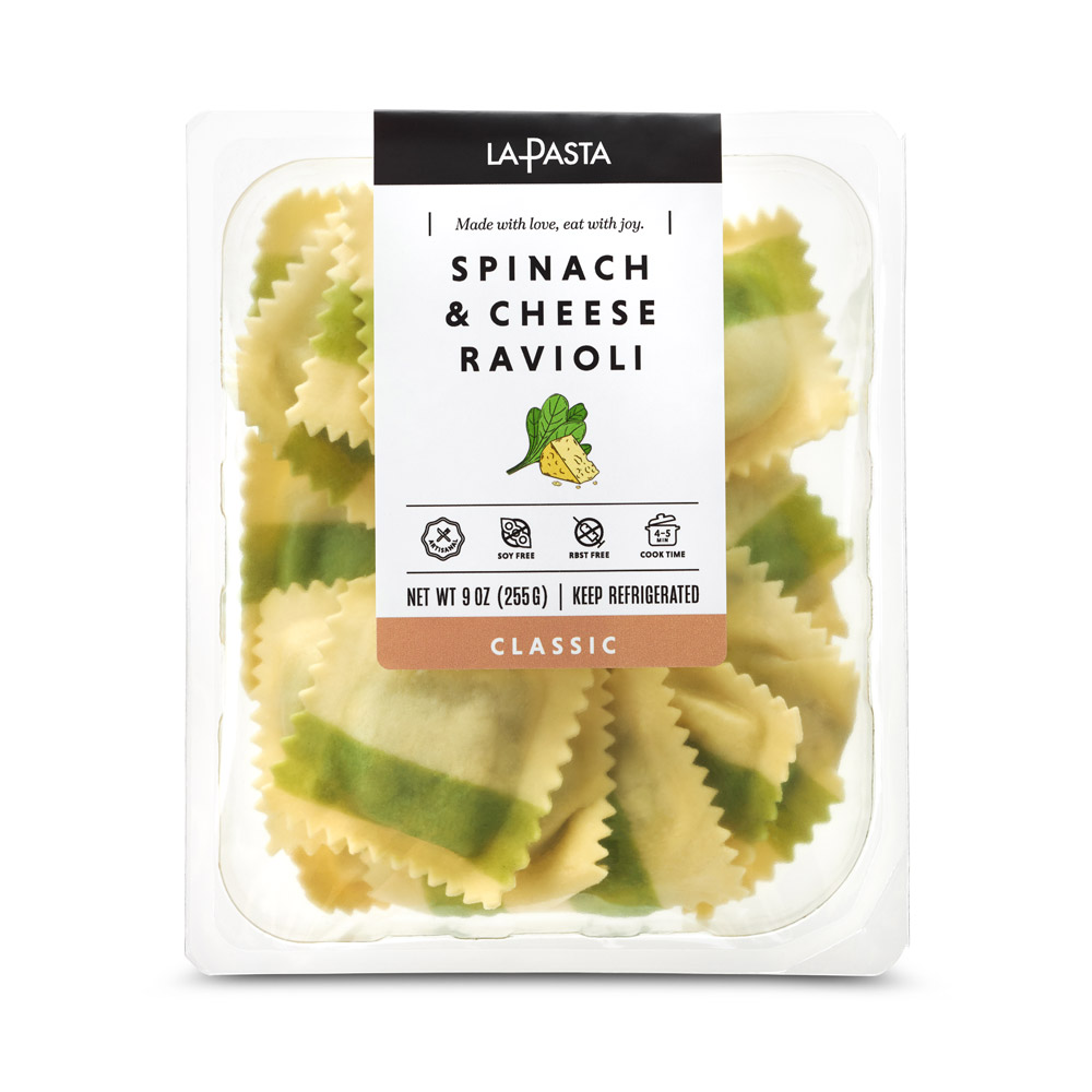 A package of La Pasta Spinach & Cheese Ravioli