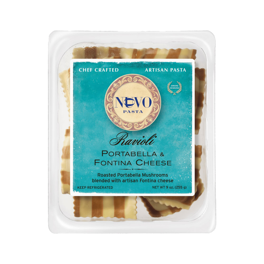 Nuovo pasta portabella and fontina cheese ravioli in package