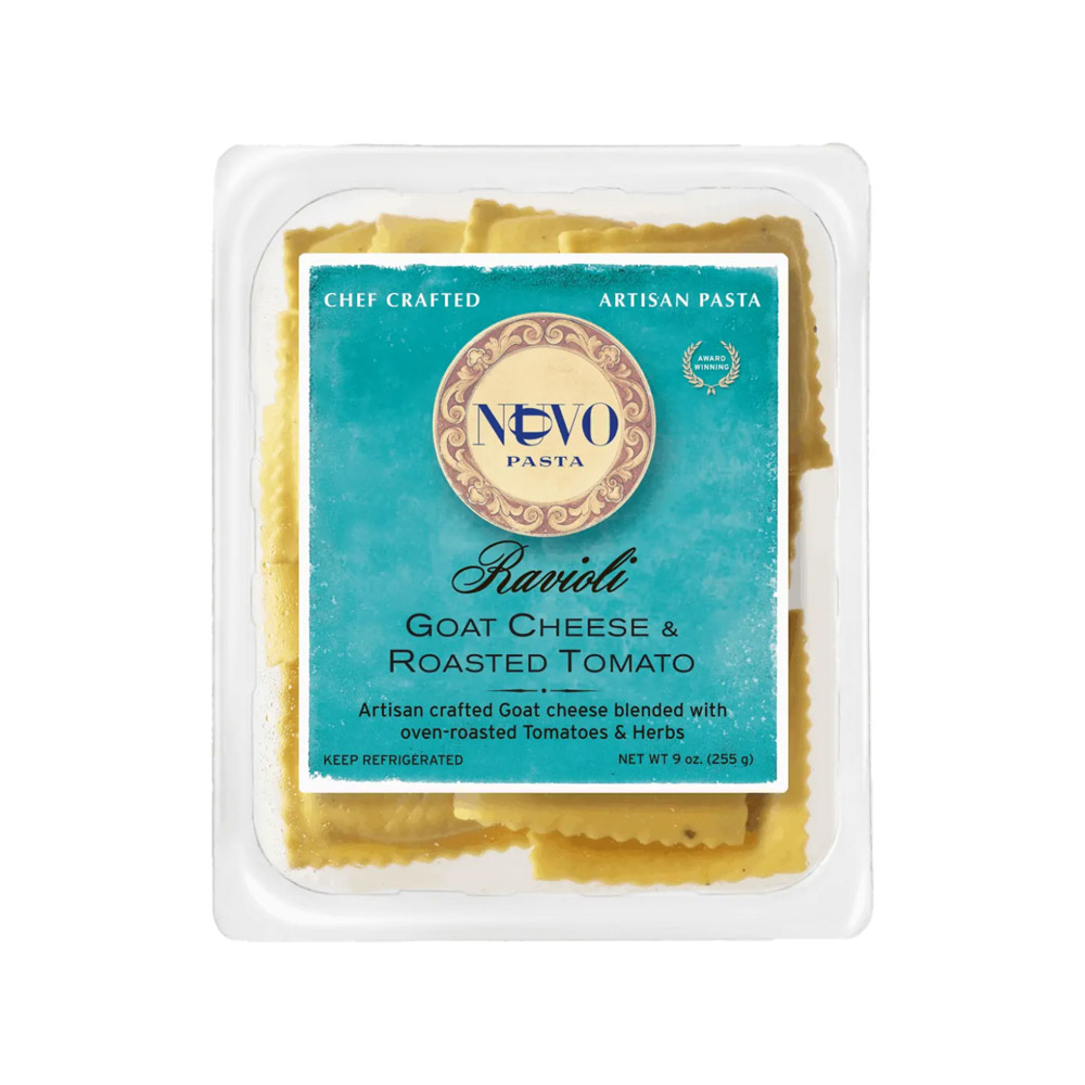 Nuovo pasta goat cheese and roasted tomato ravioli in packaging