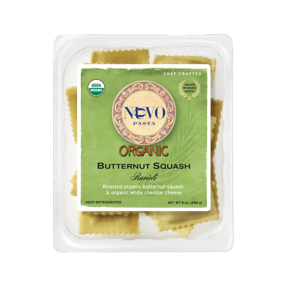 Nuovo pasta organic butternut squash ravioli in package