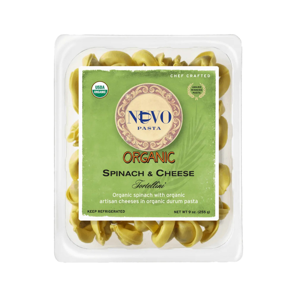 Nuovo pasta organic spinach and cheese tortellini in packaging