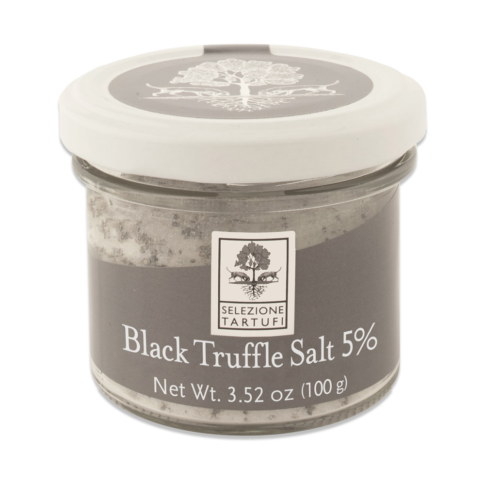 A jar of Selezione Tartufi Black Truffle Salt