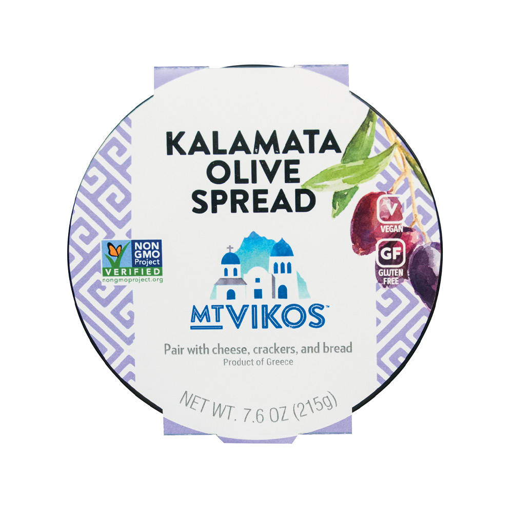 Mt vikos kalamata olive spread top of container