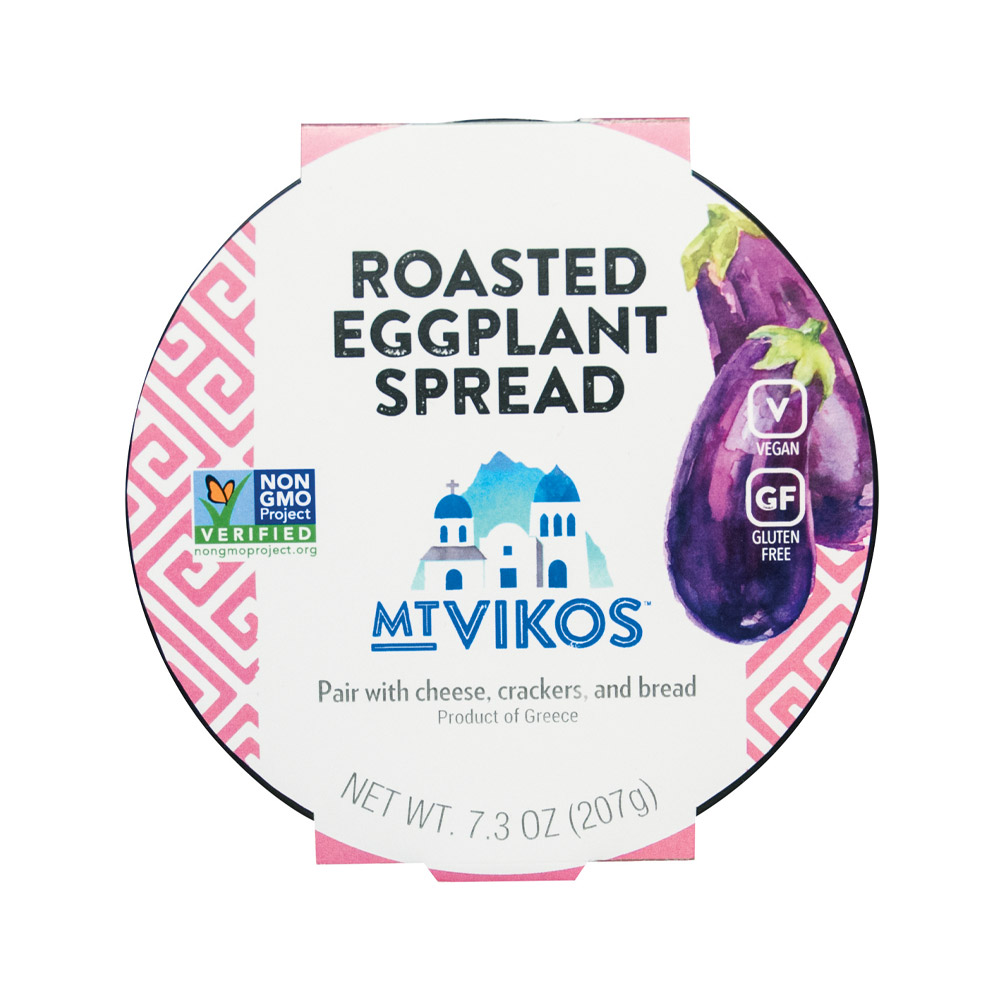 Mt vikos roasted eggplant spread top of container