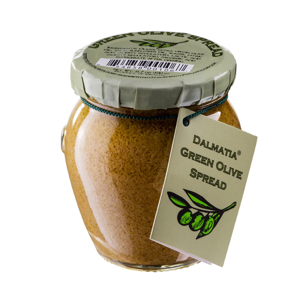 A jar of Dalmatia Green Olive Spread