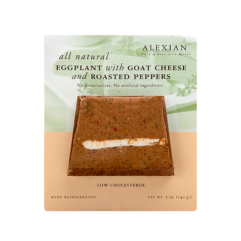 Alexian eggplant with goat cheese and roasted peppers pate in package
