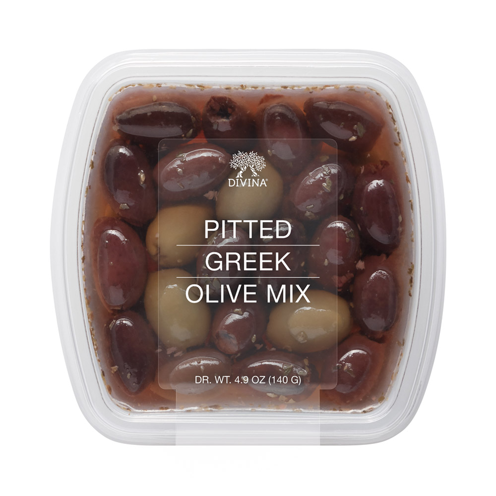 deli cup of divina pitted greek olive mix