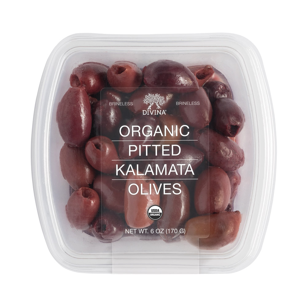 deli cup of divina pitted organic kalamata olives