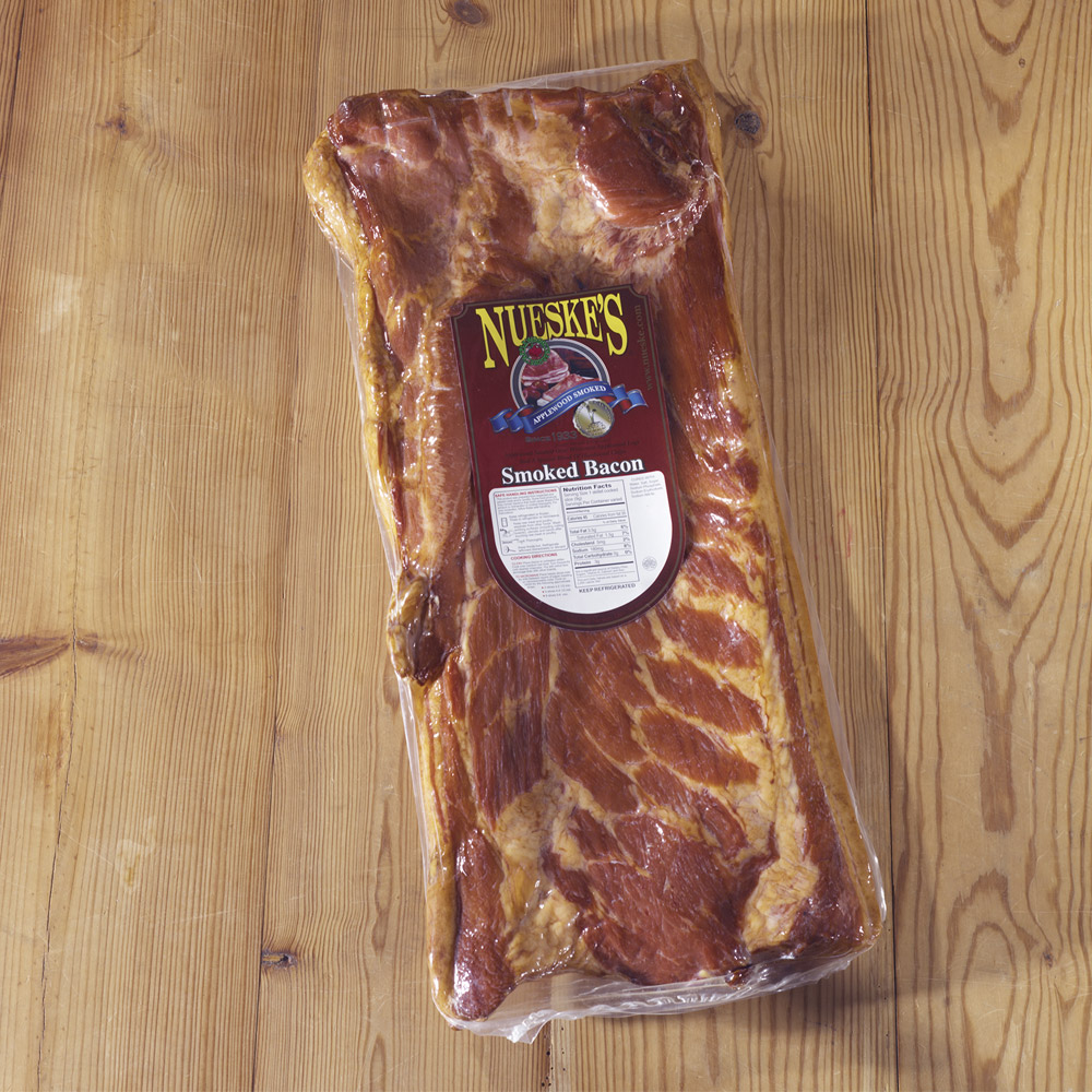 nueske's applewood smoked slab bacon in package
