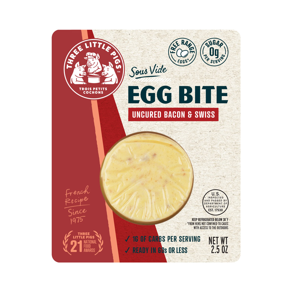 Les trois petits cochons egg bite with bacon and swiss in package