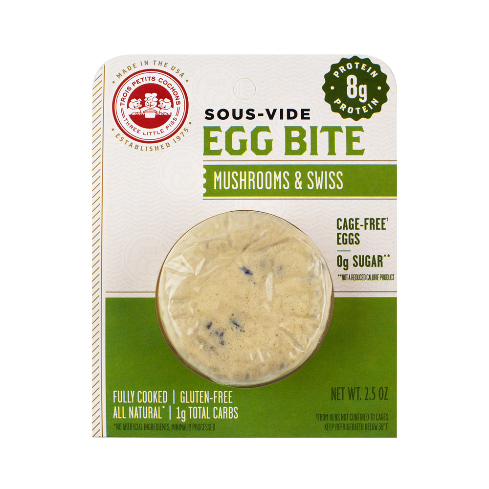 Les trois petits cochons egg bite with mushrooms and swiss in package