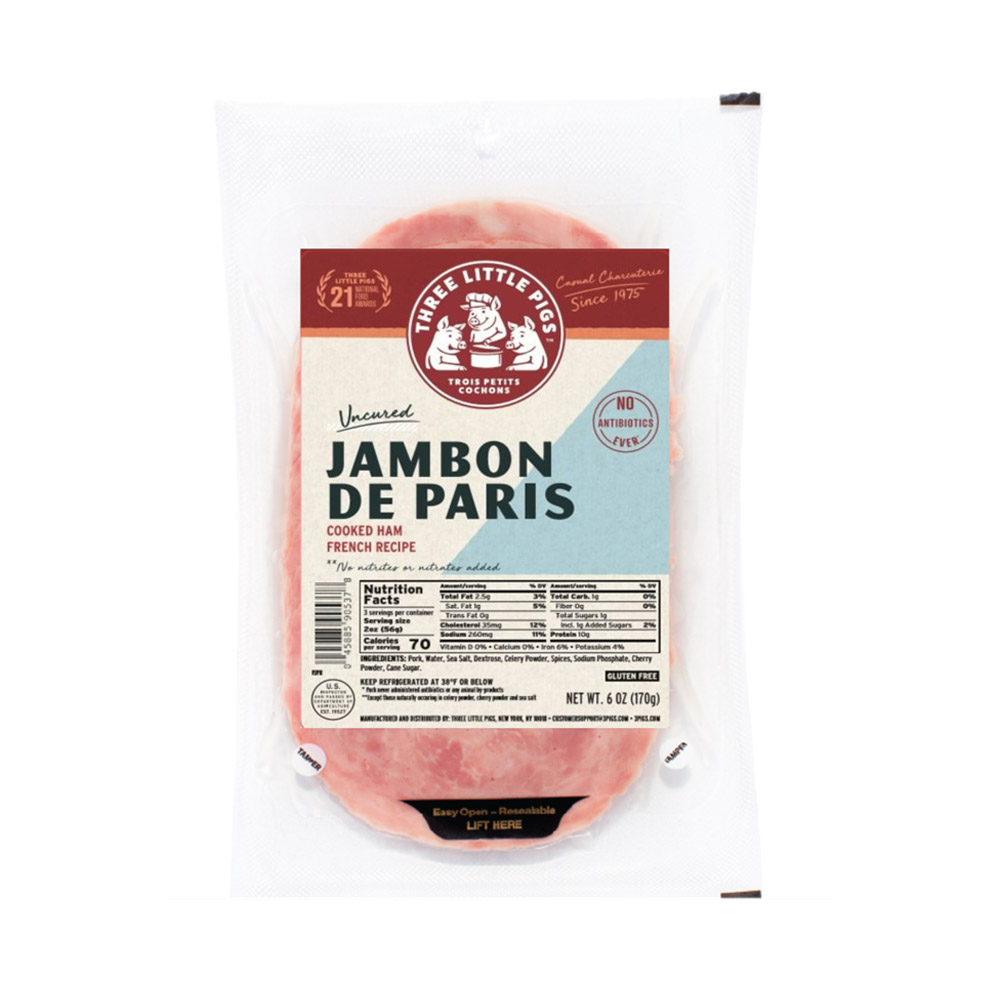 A package of sliced ​Three Little Pigs Jambon de Paris