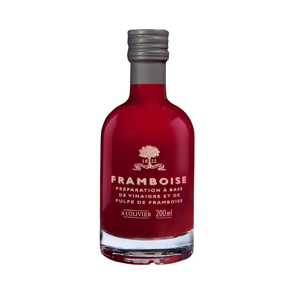 A bottle of A L'Olivier Raspberry Fruit Vinegar