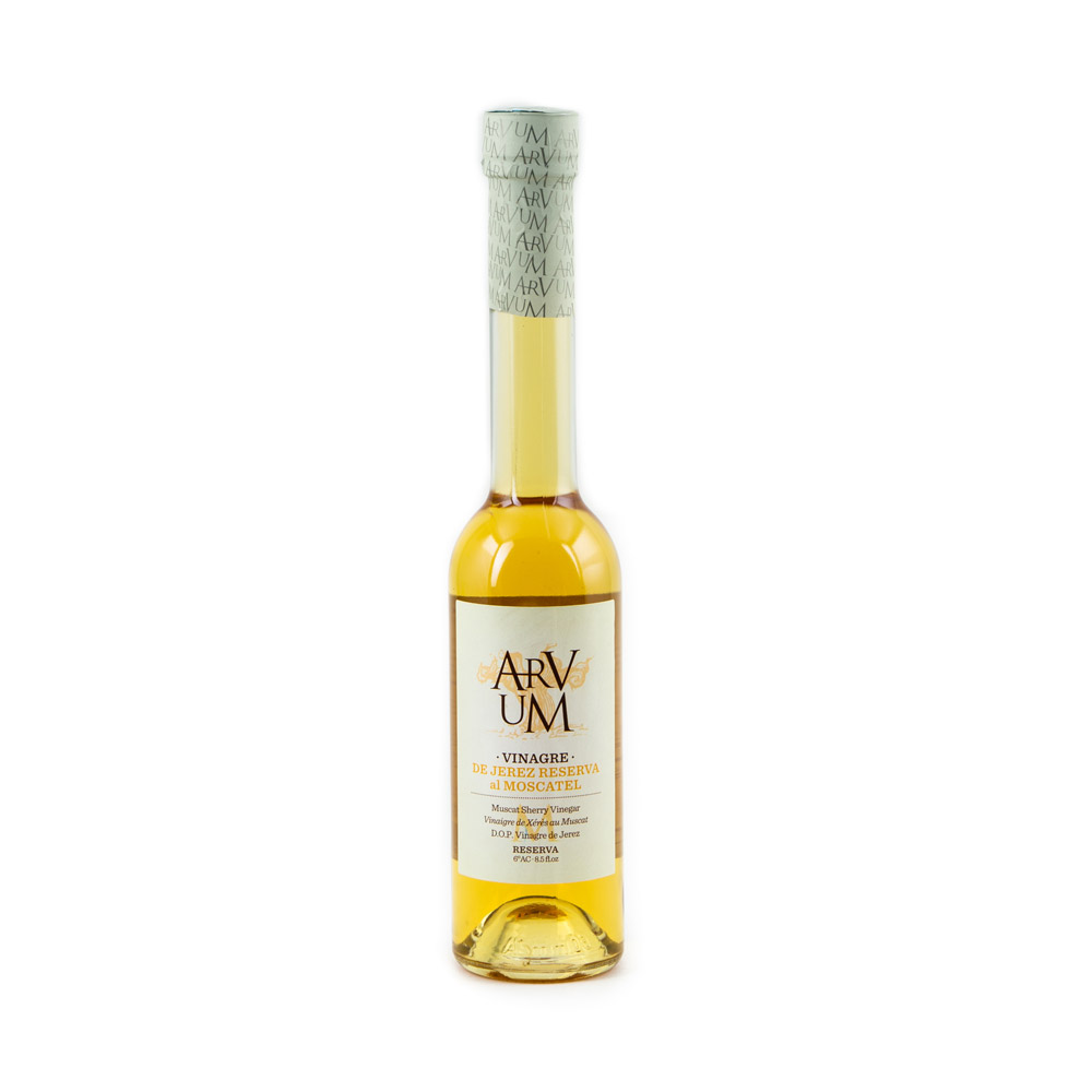 A bottle of Arvum Moscatel Reserva Sherry Vinegar