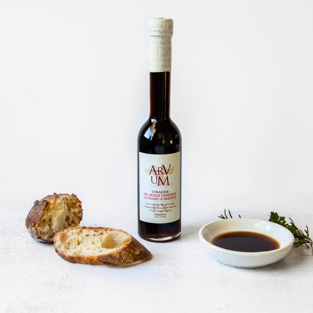 Arvum pedro ximenez reserve sherry vinegar in bowl with bread