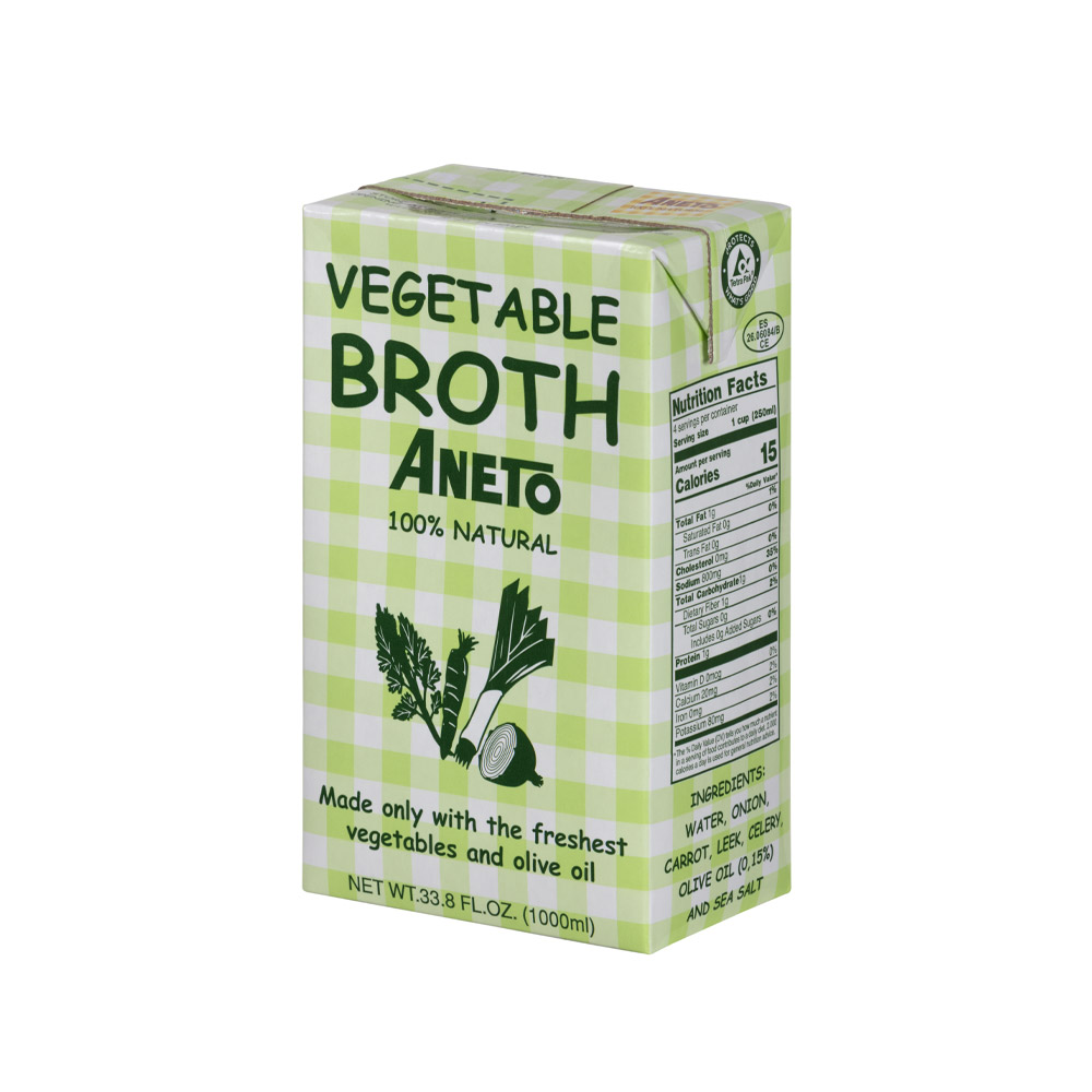 Aneto 100 percent natural vegetable broth in package