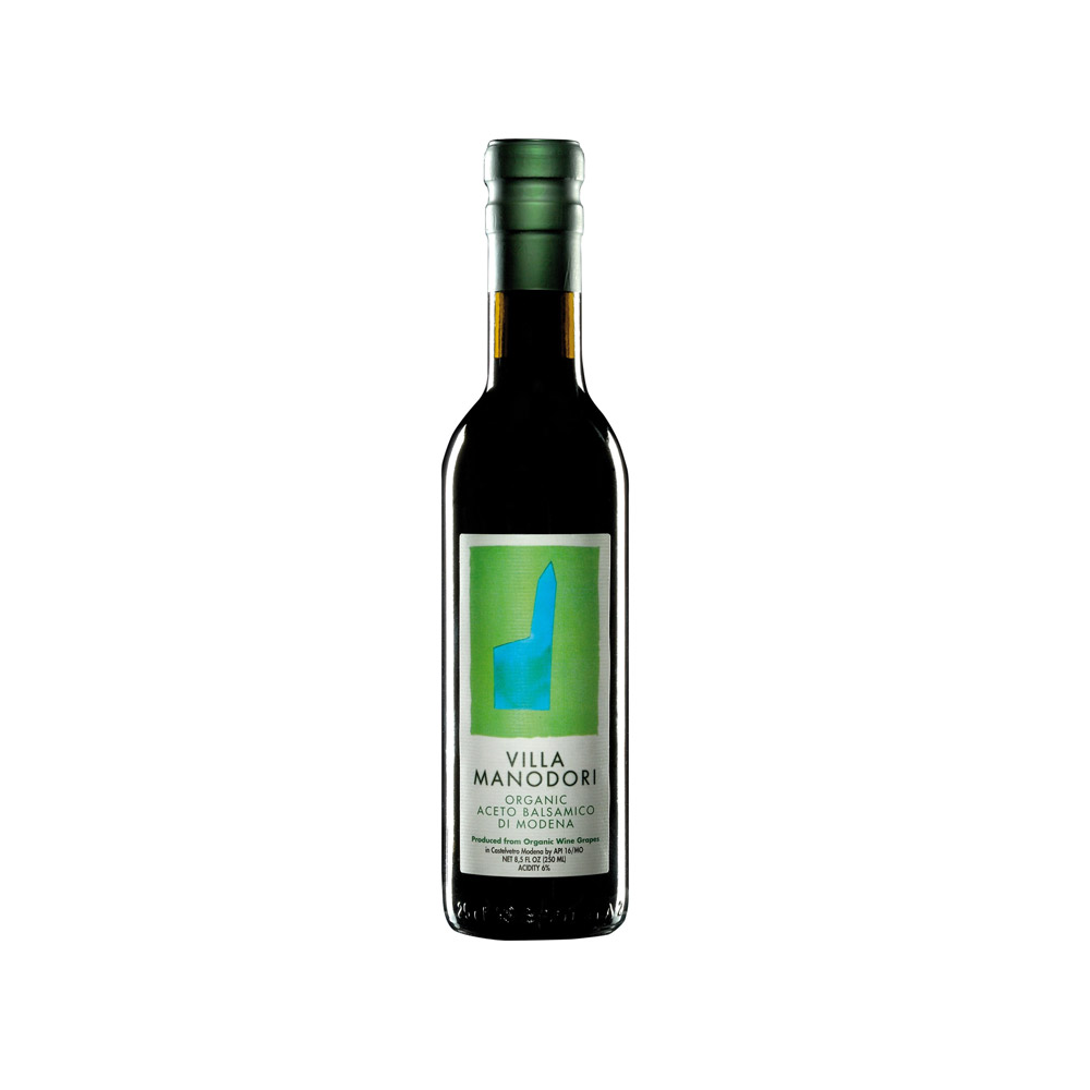 bottle of villa manodori organic balsamic vinegar