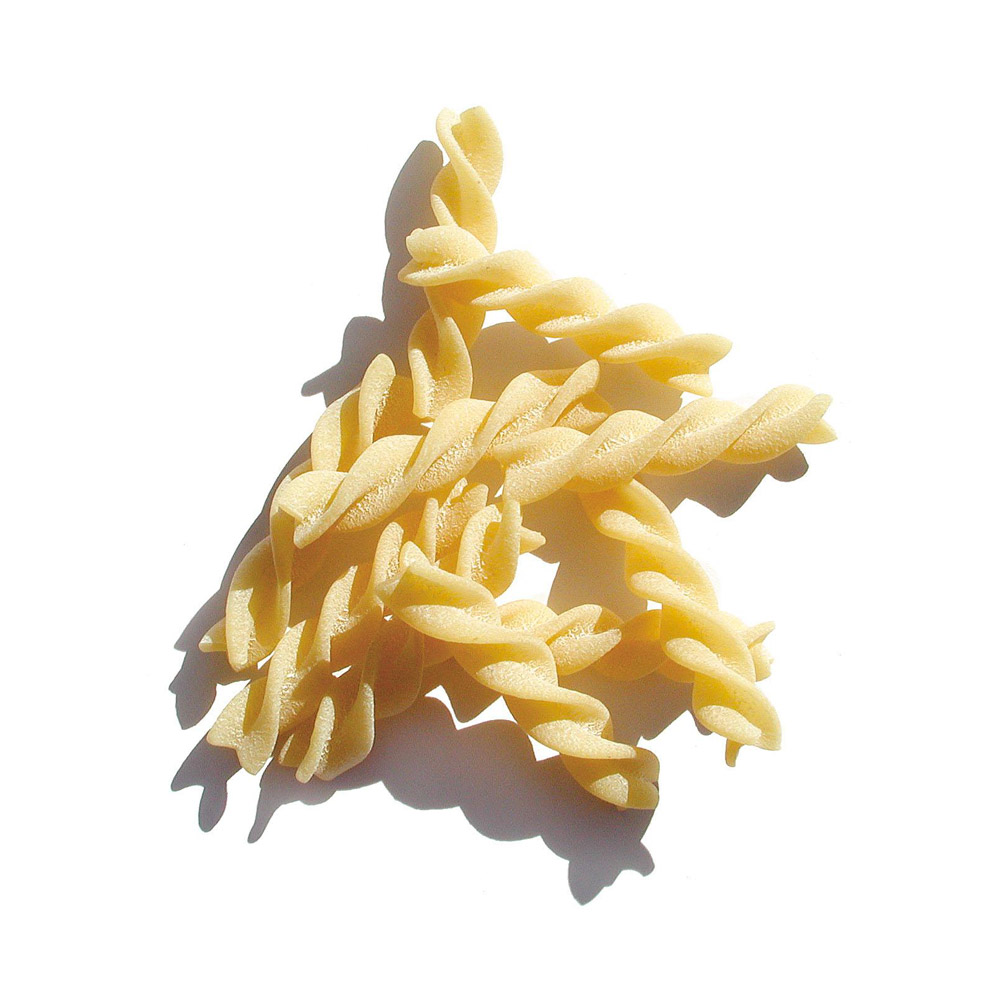 Benedetto Cavalieri Fusilli noodles on a white background
