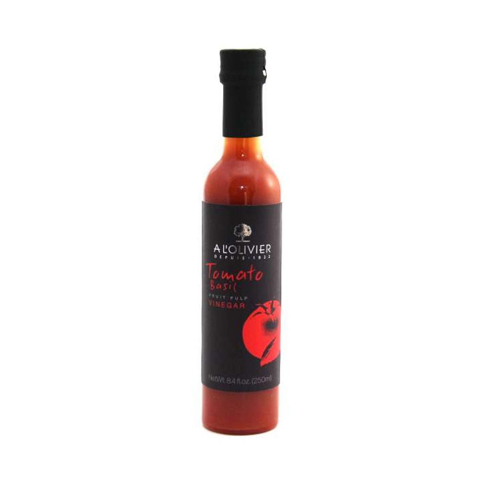 A bottle of A L'Olivier Tomato & Basil Vinegar