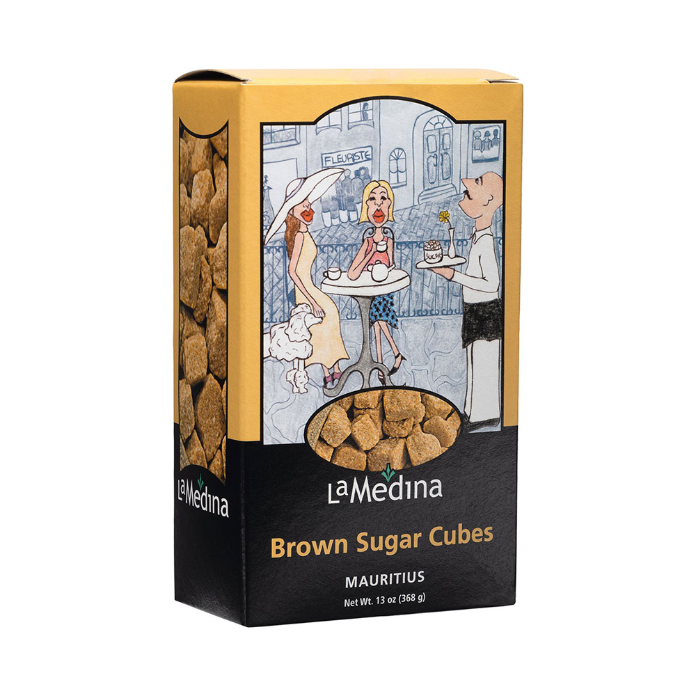 A box of La Medina Brown Sugar Cubes