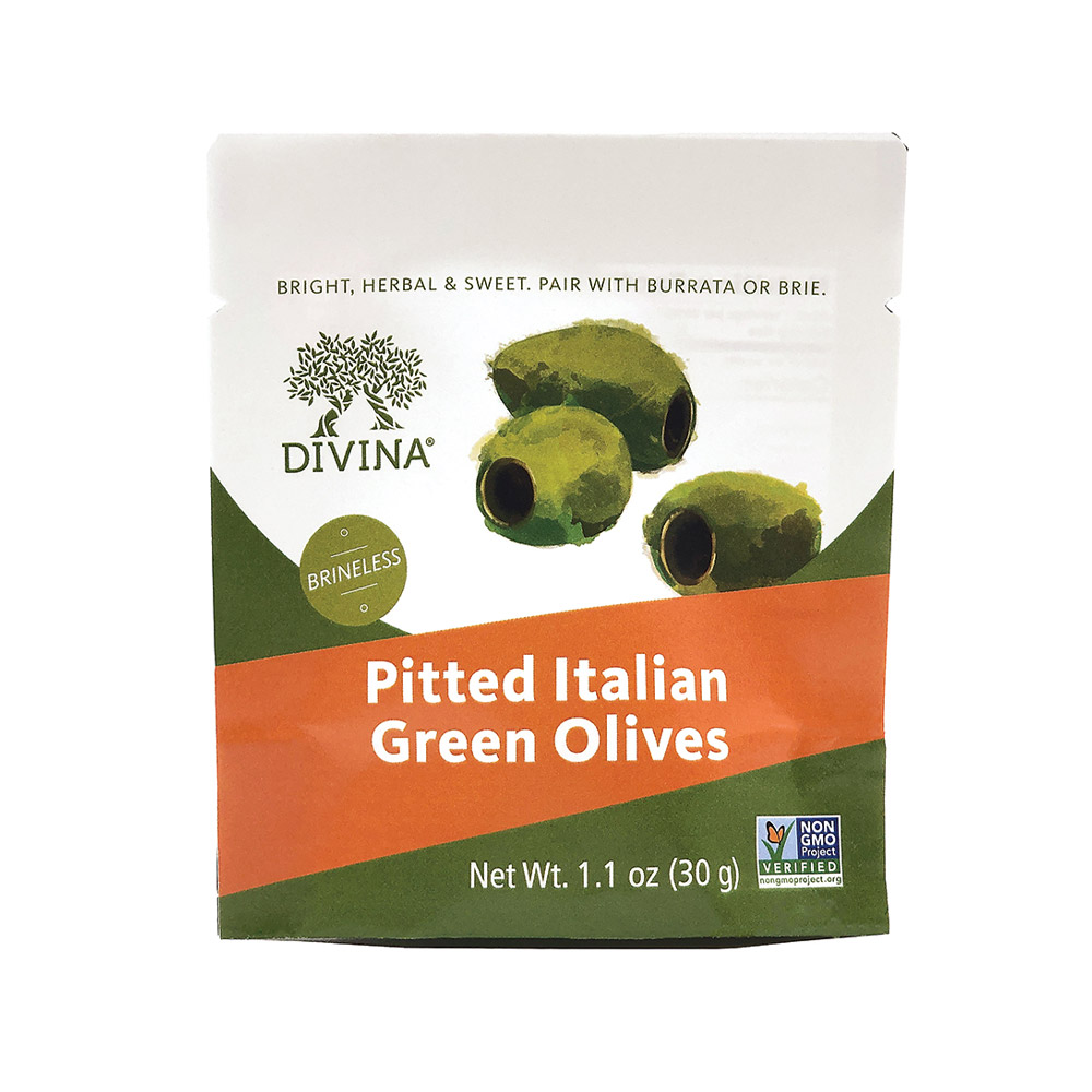 bag of divina pitted italian green olives