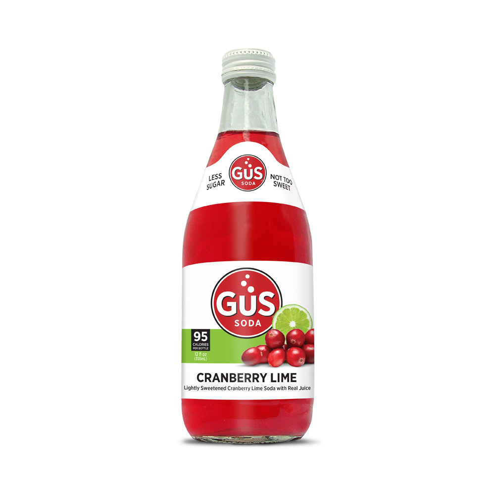 Bottle of GUS soda cranberry lime