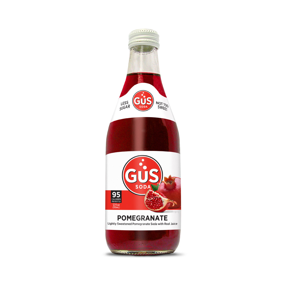 Bottle of GUS soda pomegranate