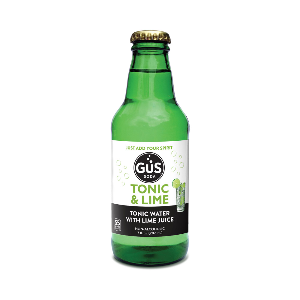 Bottle of GUS soda tonic & lime cocktail mixer