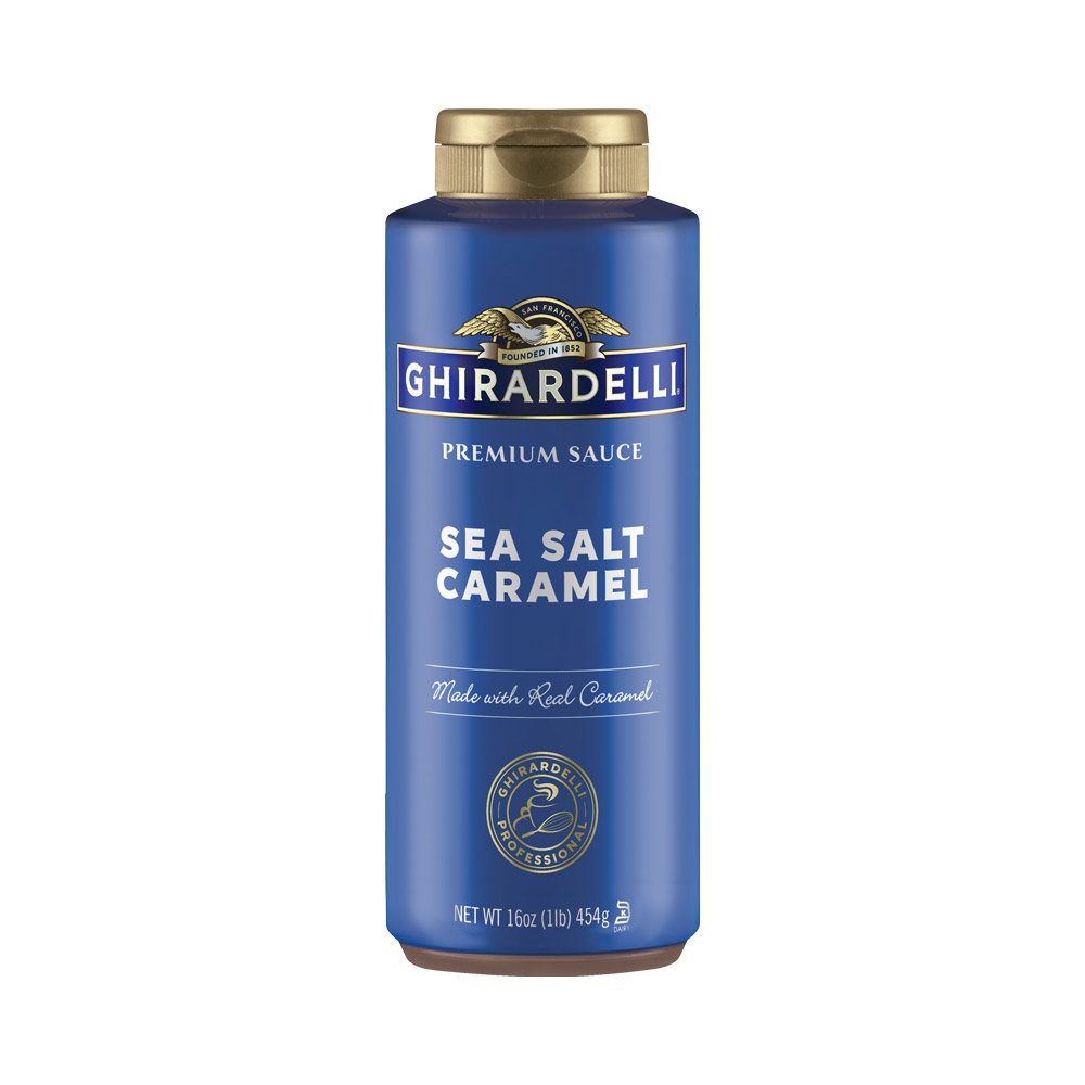 A bottle of Ghirardelli Sea Salt Caramel Sauce
