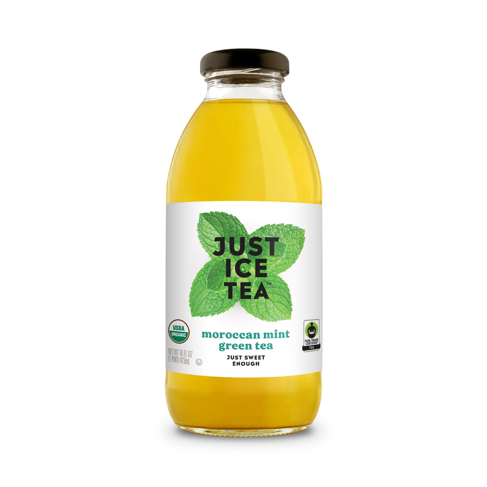 A bottle of Just Ice Tea Organic Moroccan Mint Green Tea